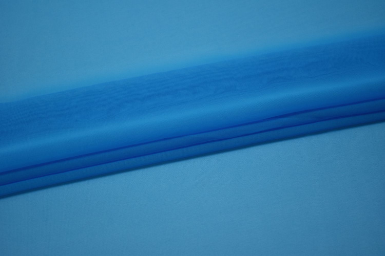 Шифон однотонный голубой японский W-131077