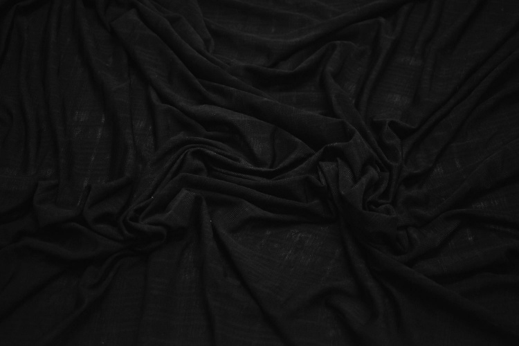 Трикотаж черный фактурный W-129956