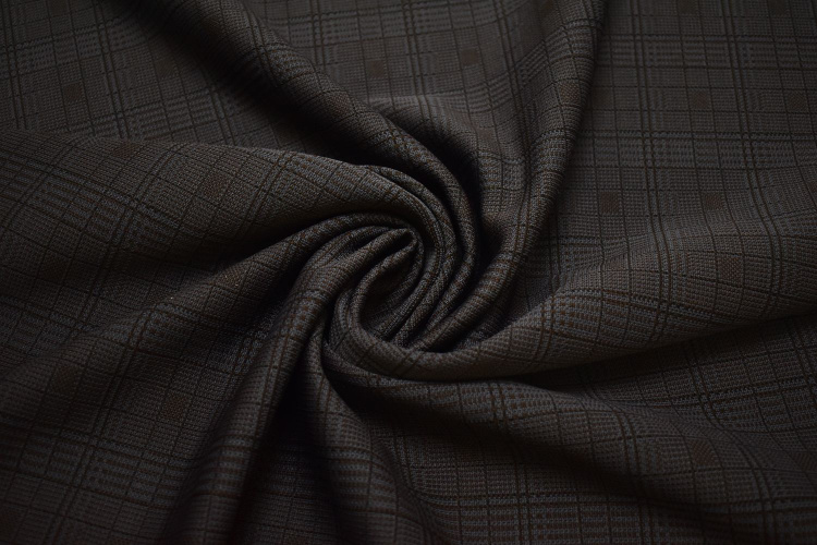 Костюмная серая коричневая ткань W-132584