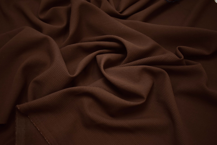 Костюмная коричневая ткань фактурная полоска W-132726