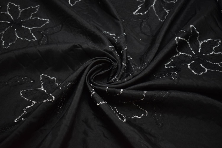 Тафта черного цвета вышивка W-128811