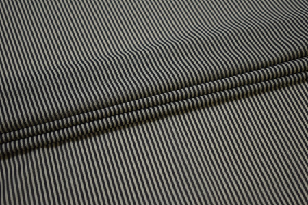 Сетка-стрейч черный серый полоска W-131020