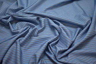 Рубашечная синяя белая ткань полоска W-130965