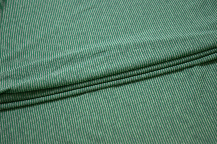 Трикотаж зеленый серый полоска W-129968