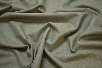Костюмная оливковая ткань лен W-131857