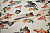 Шифон белый оранжевый цветы фрукты обезьяны W-132861