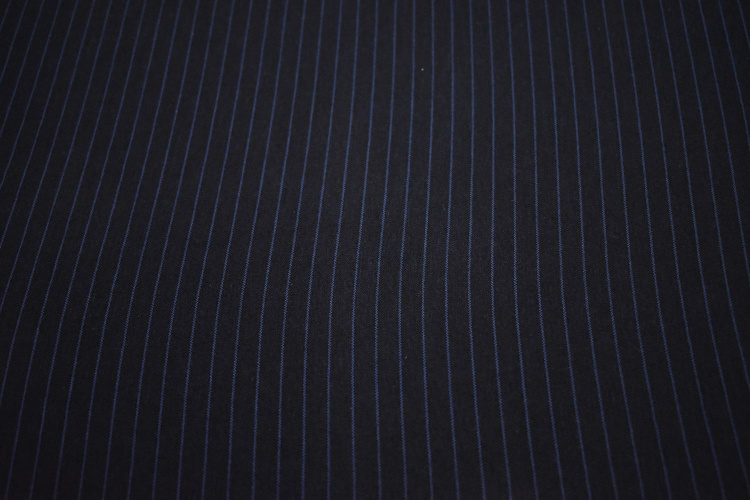Костюмная синяя ткань полоска W-128398