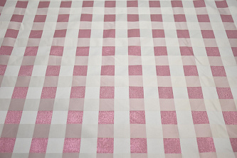 Плательная розовая белая ткань W-132118