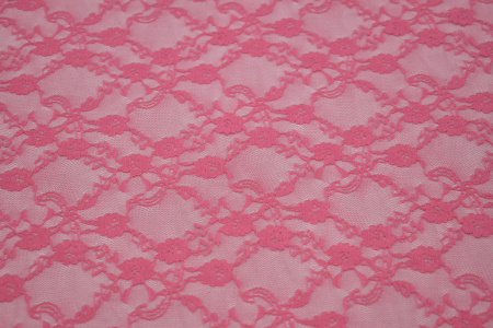 Гипюр розовый цветы W-128804