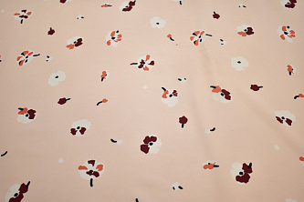 Плательная персиковая ткань цветы W-131133